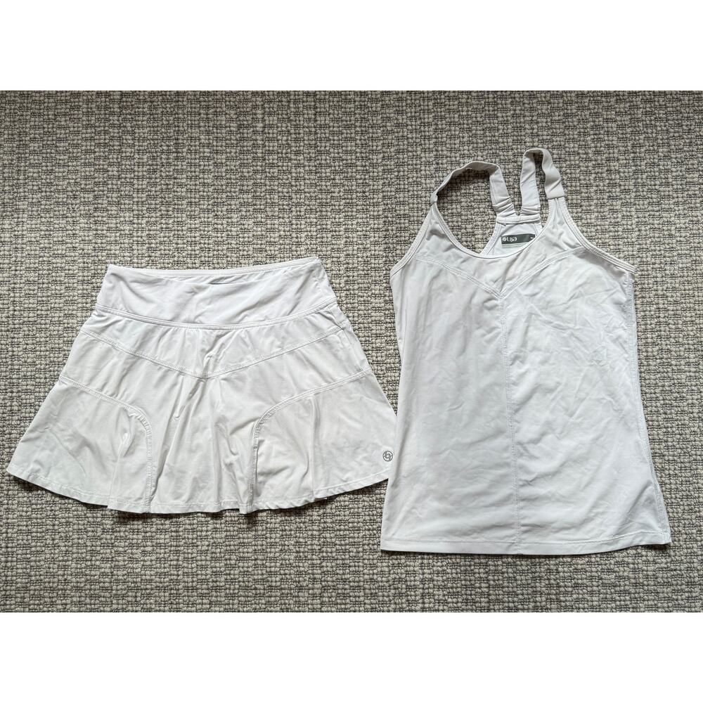 Lija White Athletic Tank and Skort Set